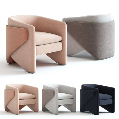 Modern Single Sofa Designs In Multiple Colors With Unique Geometric Armrests 3d model