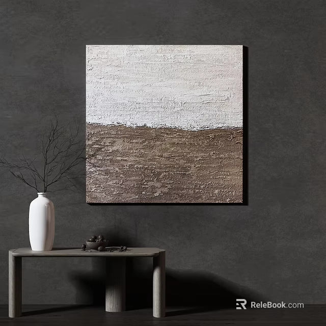 Abstract Textured Wall Art With White And Brown Tones On Dark Wall Decor 3d model