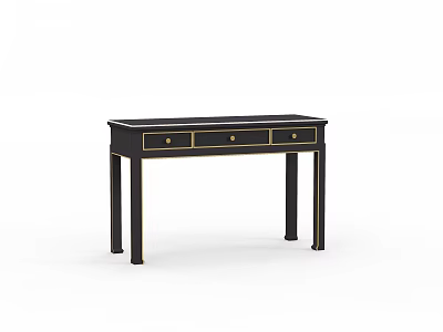 Modern Black Dressing Table With Gold Accents Three Drawers And Sleek Design 3d model