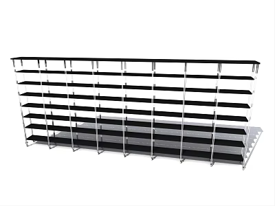 Multi Tier Metal Display Shelf with Sturdy Frame for Retail Commercial Product 3d model