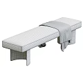 Modern Light Upholstered Sofa Bench With Black Legs And Throw Blanket
