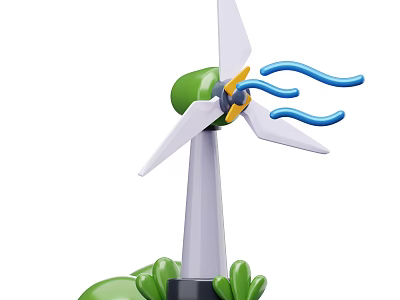 Smart Machine Wind Turbine Delivering Renewable Energy Through Sustainable Green Technology 3d model