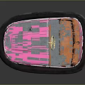 Pink Bumper Car With Orange Seat And Black Base On Gray Background With Reflection