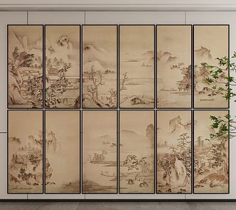 New Chinese Style Decorative Hanging Painting 3d model