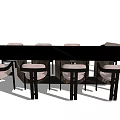 Modern Rectangular Dining Table Set With Six Comfortable Chairs For Home Dining Room