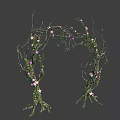Green Vines With Pink Flowers And Twigs Forming Natural Arch Decoration
