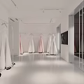 Modern White Wedding Dress Shop Interior With Arched Design And Gowns