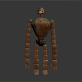 3D Robot Model With Long Segmented Limbs And Earth Tone Color On Dark Background
