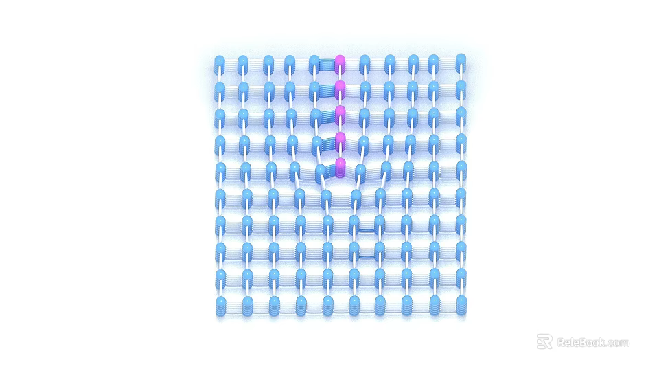 Colorful Bead Decorated Lockers With Blue And Pink Elements In Grid Arrangement 3d model 