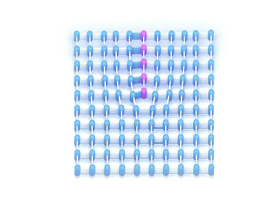 Colorful Bead Decorated Lockers With Blue And Pink Elements In Grid Arrangement 3d model