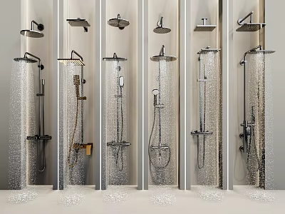 Shower Head Designs With Various Modern Styles And Water Flow Effects 3d model