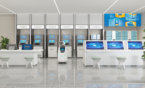 Modern lobby self-service 3d model