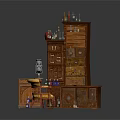 Classic Architectural Interior Space Featuring Brown Cabinets Drawer Chest Chair And Decorative Items