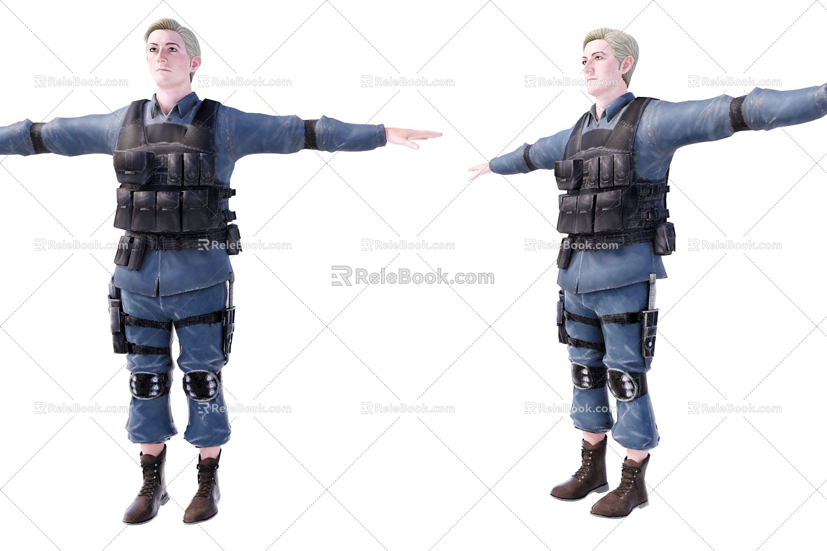 European men foreign wear bulletproof vests 3d model