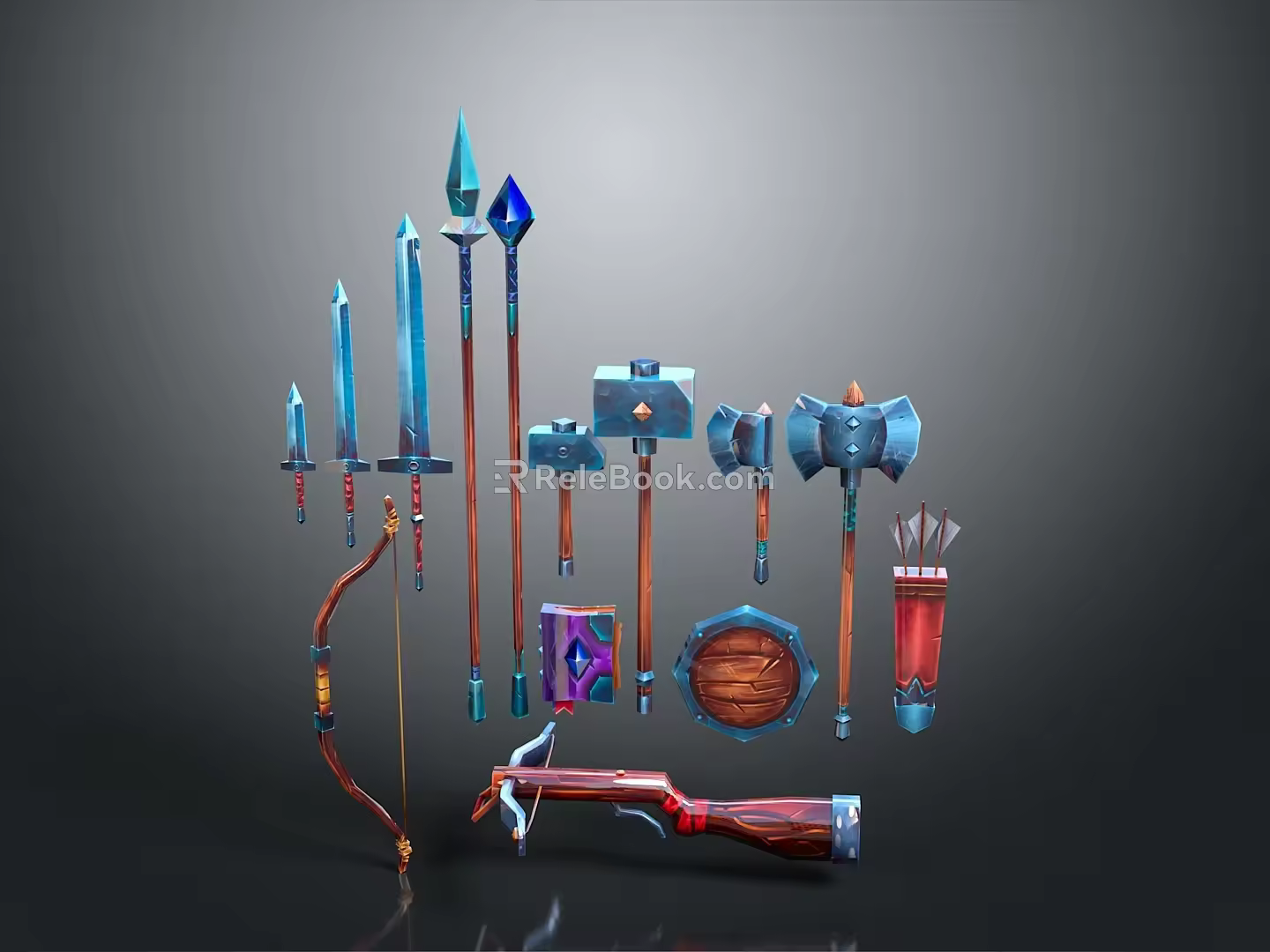 Cold weapons Sword Axe Hook Fork Spear Trident Melee Weapon Military 3d model