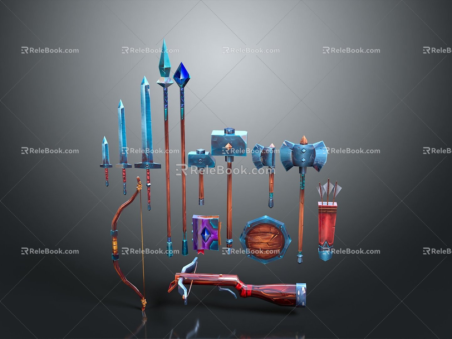 Cold weapons Sword Sword Sword Sword Axe Hook Fork Spear Trident Melee Weapon Military 3d model