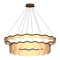 Modern Layered Chandelier With Gold Wavy Frame And Transparent Crystal Design