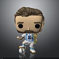 Man in Blue White Striped Number 10 Football Jersey Holding Trophy Standing on Soccer Ball