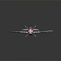 Detailed Space Aerospace Airplane Model with Blue Green Fuselage White Stripes and Red Propeller Nose