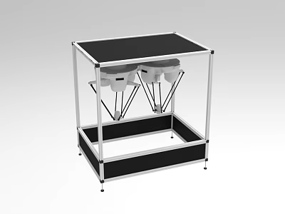 Industrial Equipment Sturdy Metal Frame Structure With Black Panel And White Components 3d model