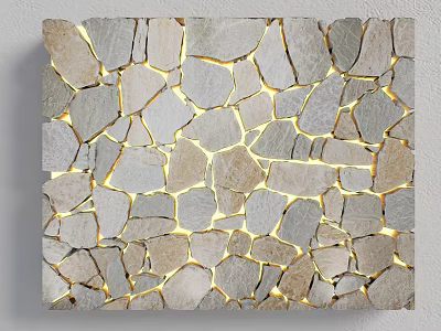 Natural Stone Mosaic Background Wall With Embedded LED Lighting For Modern Decor 3d model