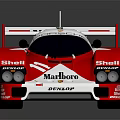 Red and White Race Car with Marlboro Shell Logos Number 11 and Large Rear Wing