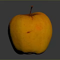 Fresh Ripe Orange Apple With Red Speckles And Stem On Dark Surface