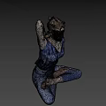 Game Movie Character In Blue Outfit Doing Cross Legged Floating Pose With Blurred Natural Background