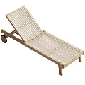 Outdoor Wooden Lounge Chair With Woven Design And Rolling Wheels
