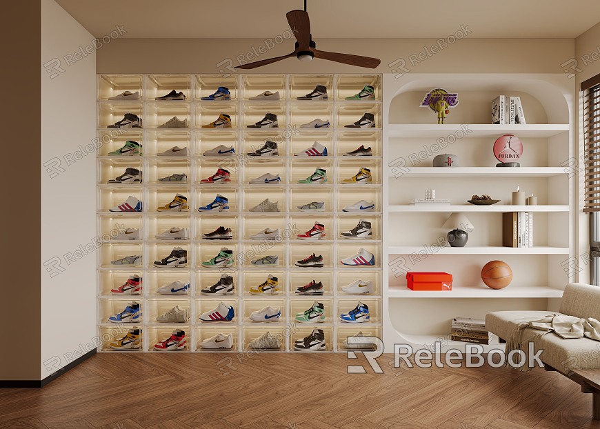 Middle Ages Leisure Sports Storage Shoe Cabinet Ornaments model