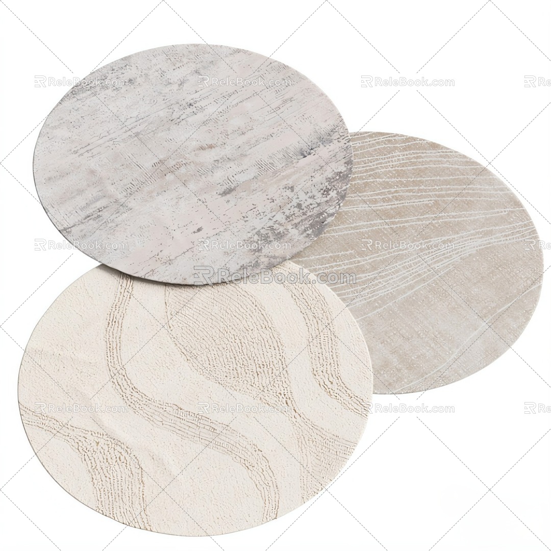 Cream wind round carpet 3d model