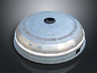 Modern Domed Building Exterior With Circular Top Opening And Base Horizontal Lines 3d model