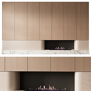 Decorative cabinet built-in fireplace 3d model