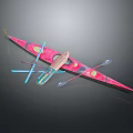 Red Decorative Kayak Design With Colorful Paddles And Smooth Exterior