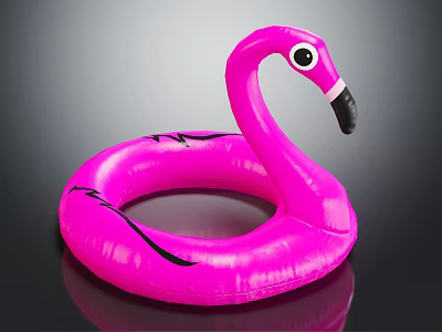 Pink Flamingo Shaped Inflatable Pool Float for Summer Water Sports Equipment 3d model