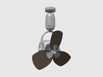 Modern Ceiling Fan With White Motor And Wooden Blades Hanging Design 3d model