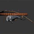 Traditional Hunting Tools Display With Woven Shield Fish Pattern Wooden Handle And Arrows