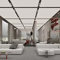 Spacious Modern Sales Office Interior With Glass Partitions And Metal Design