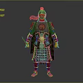 Game Movie Warrior Character With Detailed Metallic Armor Helmet And Sword