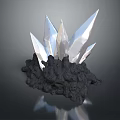 Decorative Ornament Set With Rough Black Base And Clear Crystal Spikes 3d model