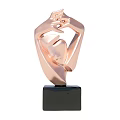 Rose Gold Abstract Sculpture With Modern Artistic Design And Black Base