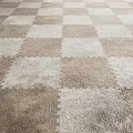 Square Checkerboard Pattern Carpet With Beige And Light Brown Soft Woven Texture For Living Room