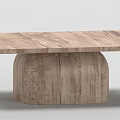Rustic Wooden Table With Natural Wood Grain Surface And Cylindrical Base 3d model