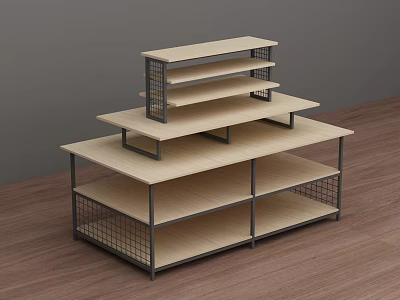 Toy Gift Shop Multi Layer Display Shelves With Wooden Layers Metal Frames And Wire Racks 3d model