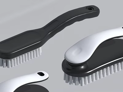 Black And White Brush Design With Ergonomic Handle And Stiff Bristles 3d model