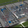 Industrial Factory Interior With Steel Structures Metal Pipes Heavy Machinery And Tiled Flooring