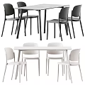 Modern Dining Table Set With Black White Chairs And Sleek Design For Home Dining 3d model