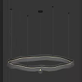 Modern Interior Round Chandelier With Metallic Loop Design And Warm Ambient Lighting 3d model