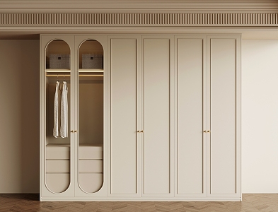 17 wardrobe French cream wardrobe 3d model