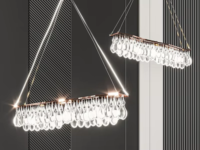 Modern Crystal Chandelier With Metal Frame Hanging In Elegant Interior Living Space 3d model